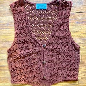 Vintage brown crochet vest, size s/m